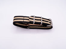 Load image into Gallery viewer, Hadley-Roma 20Mm Premium Nato Style Nylon Khaki Stripe Watch Band Bands