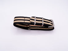 Load image into Gallery viewer, Hadley-Roma 20Mm Premium Nato Style Nylon Khaki Stripe Watch Band Bands