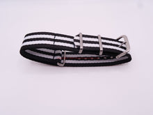 Load image into Gallery viewer, Hadley-Roma 20Mm Premium Nato Style Nylon White/black Stripe Watch Band Bands
