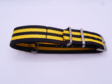 Load image into Gallery viewer, Hadley-Roma 20Mm Premium Nato Style Nylon Yellow/black Stripe Watch Band Bands
