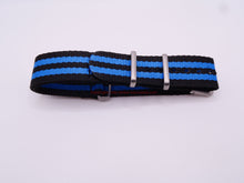 Load image into Gallery viewer, Hadley-Roma 22Mm Premium Nato Style Nylon Blue/black Stripe Watch Band Bands
