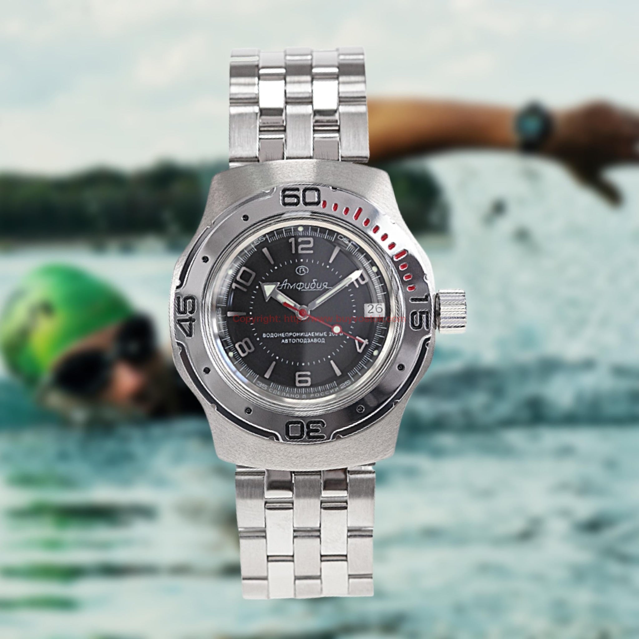 Vostok Amphibian Classic 160355 with Auto-Self Winding SHIPS online FROM USA