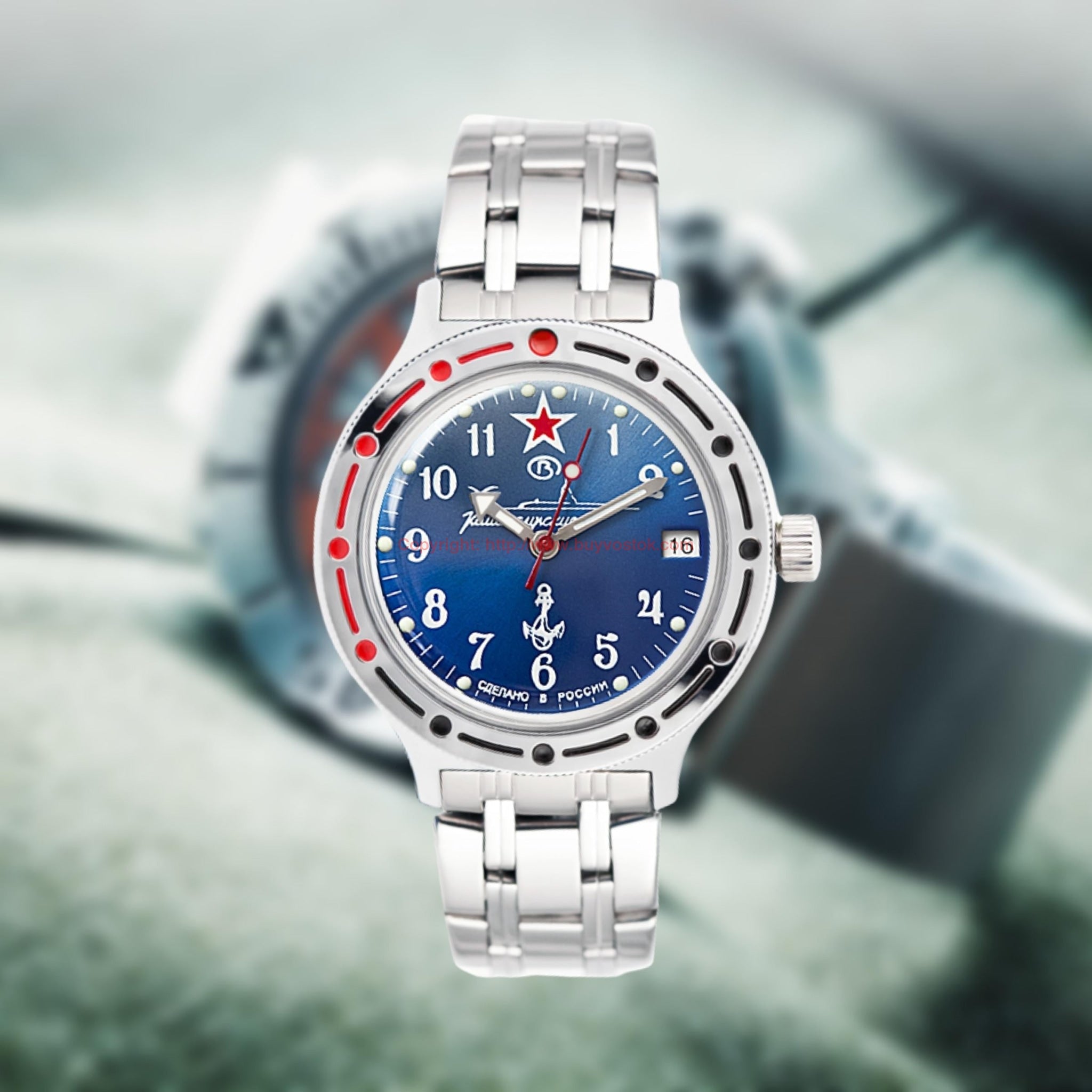 Vostok Amphibian 420289 - Orologio Subacqueo Meccanico Russo Automatico 200m - Colore Blu