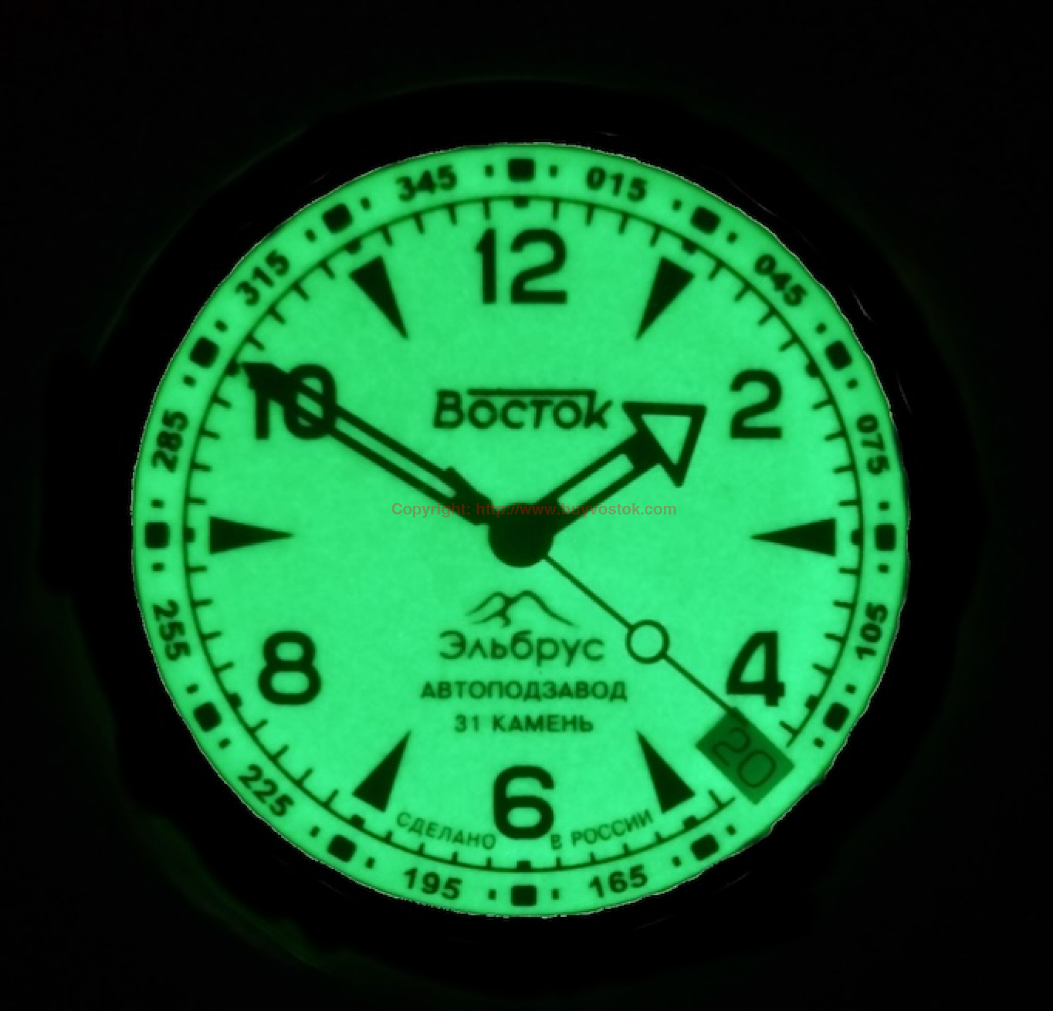 Vostok Amphibian Classic 74090B Mount Elbrus FULL LUME with Auto-Self