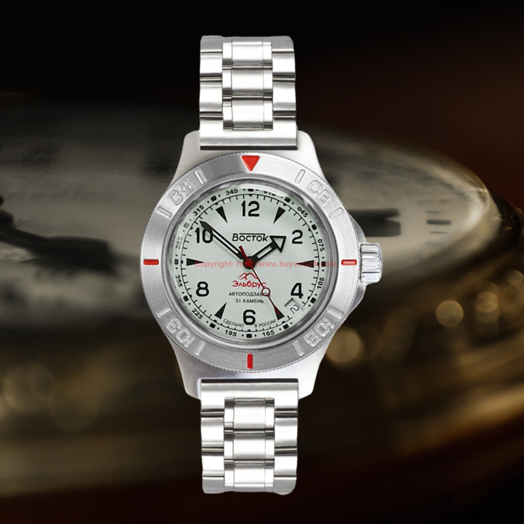Vostok Amphibian Classic 74090B Mount Elbrus FULL LUME with Auto-Self