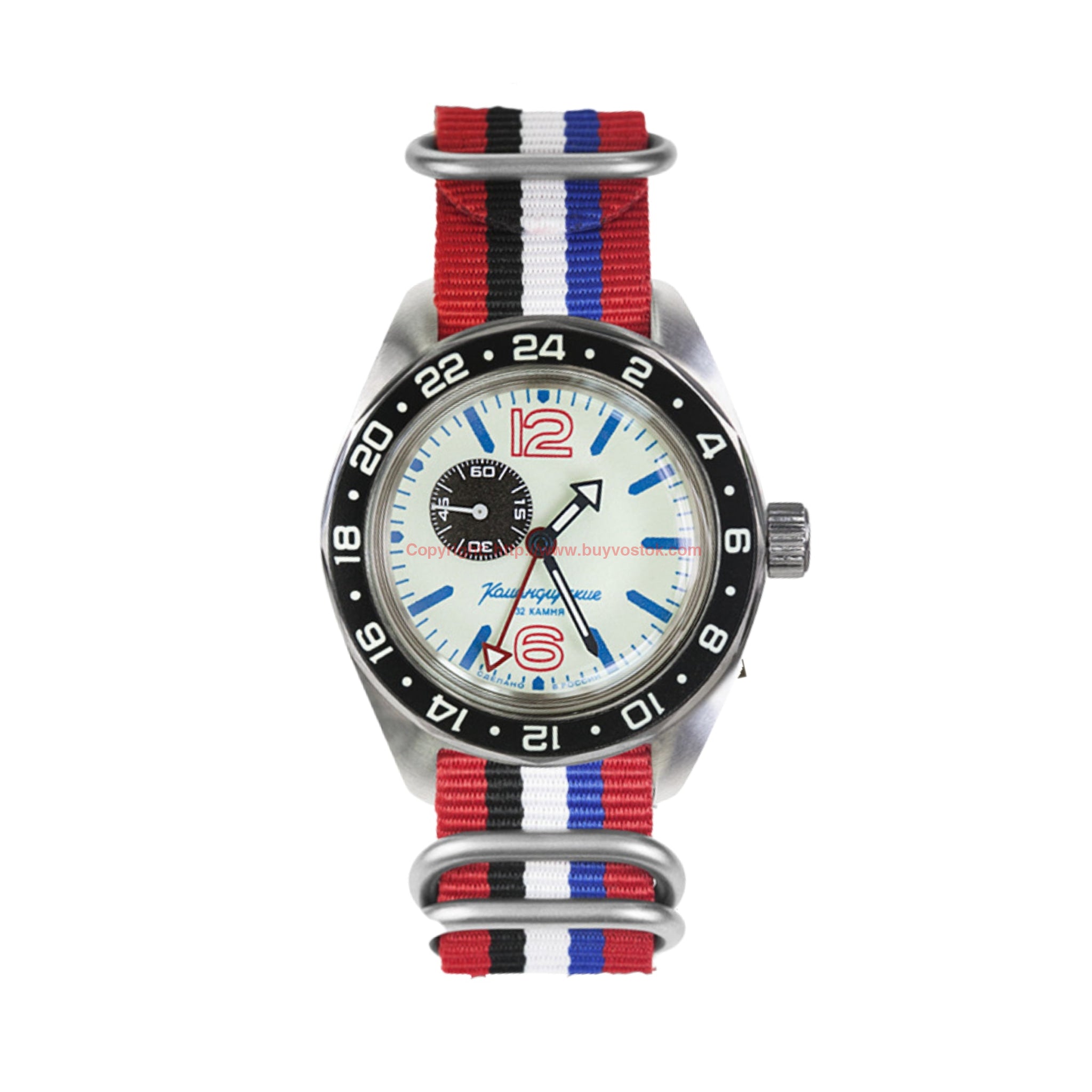 Vostok Komandirskie 03098A with Auto-Self Winding, Full Lume + Nylon (