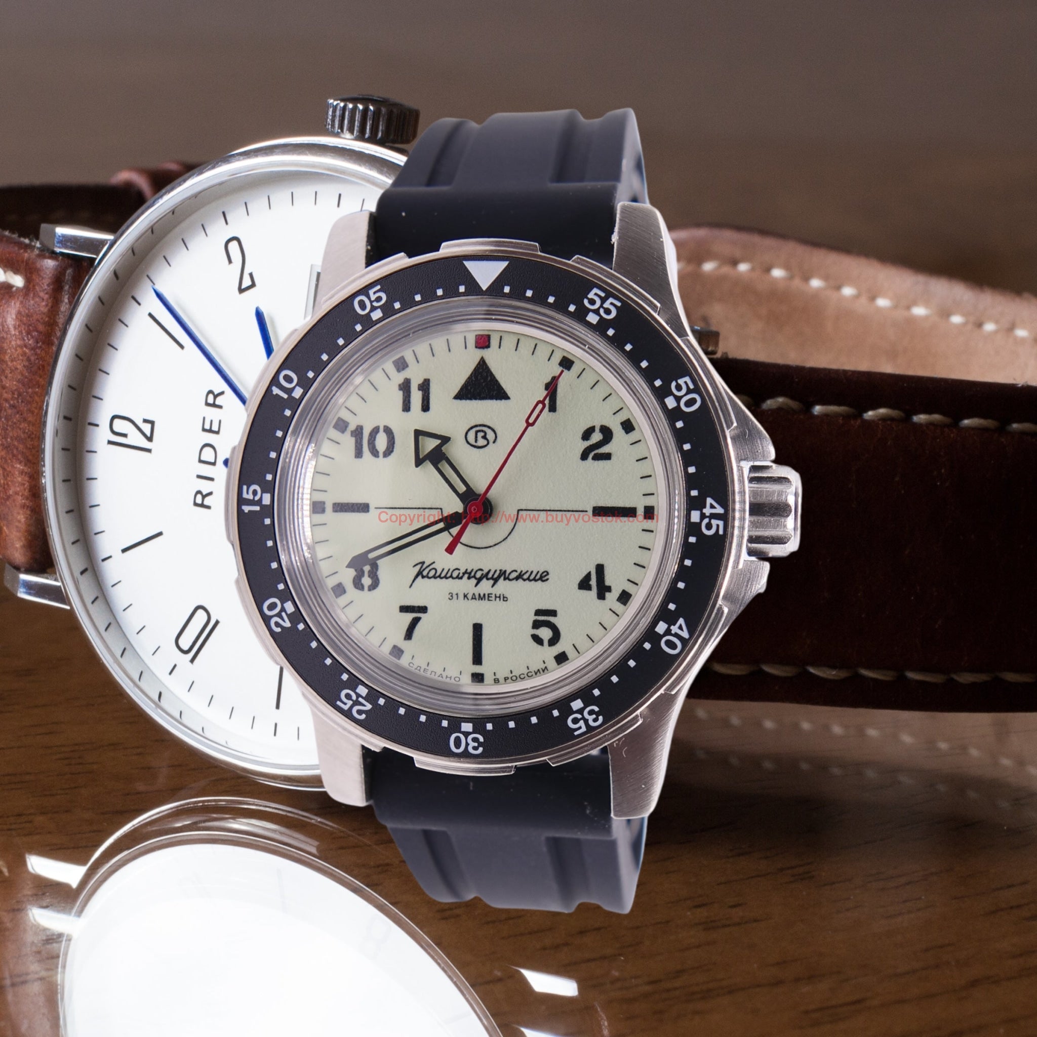 Vostok Komandirskie 18028A with Auto-Self Winding FULL LUME Dial + Han